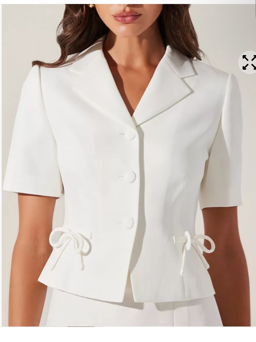 Astr Short-Sleeve White Tailored Blazer